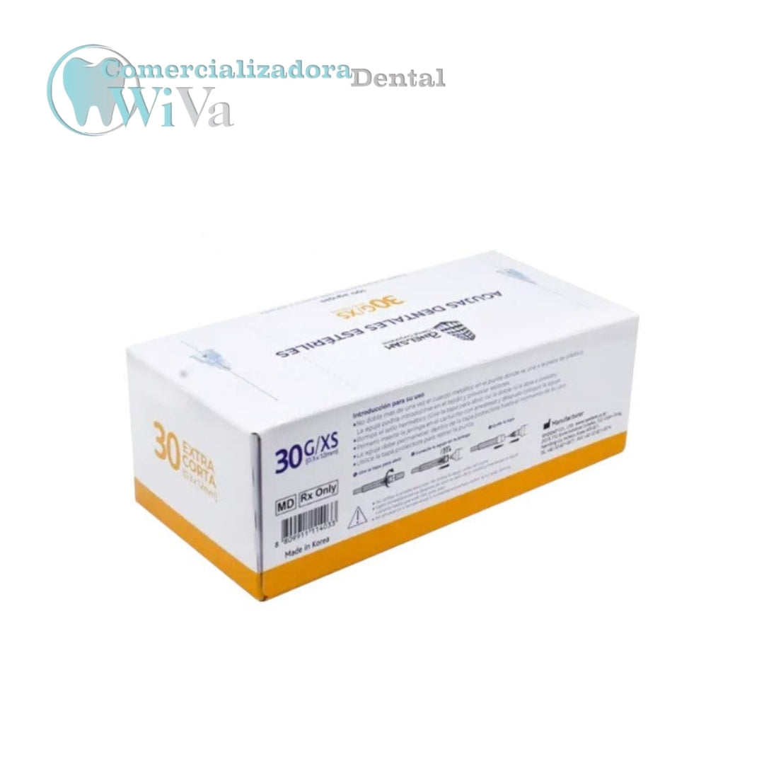 Agujas Dentales Estériles 30G Extra Corta (0.3 x 12 mm) ANELSAM 100 pzs _2