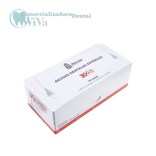 Agujas Dentales Estériles 30G Corta 0.3 x 25 mm ANELSAM 100 pzs