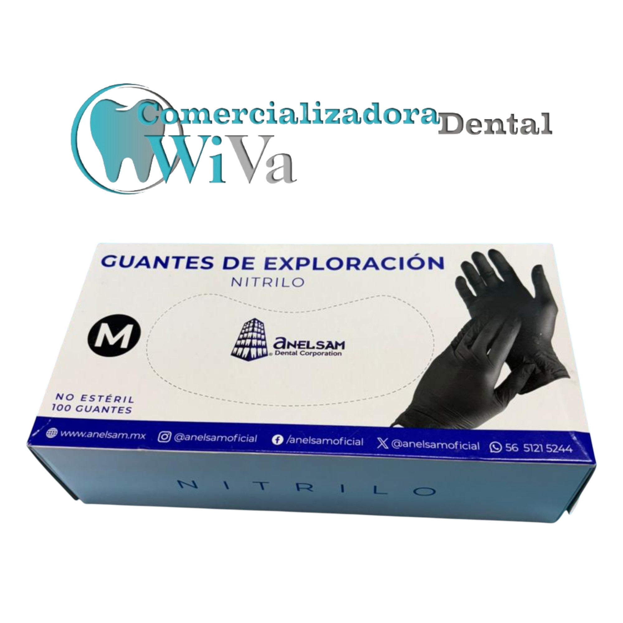 Guantes de Nitrilo Negros ANELSAM (100 pzs)