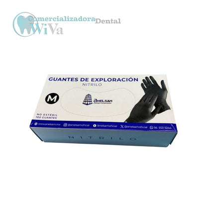 Guantes de Nitrilo Negros ANELSAM (100 pzs)