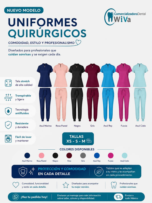 Uniforme Quirúrgico Antifluidos Stretch | Cómodo, Ligero y Profesional | Tallas XS, S y M