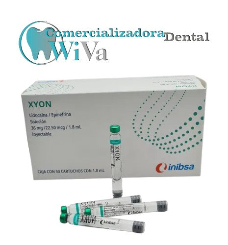 Xyon Lidocaína con Epinefrina 2% – Inibsa (50 cartuchos de vidrio 1.8 ml)